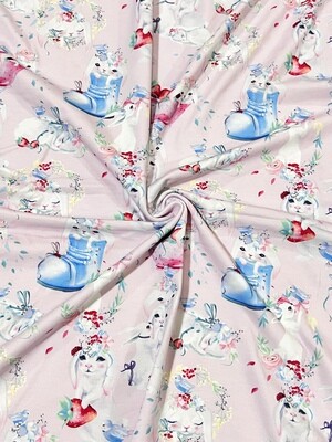 Pastel Bunnies | Cotton Lycra, 220gsm | 160cm Wide