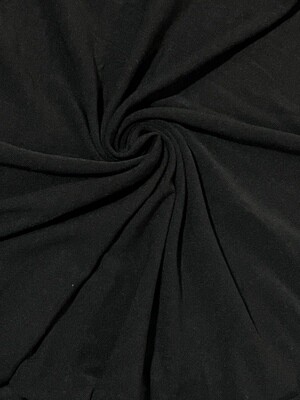 Black Solid | Double Brushed Poly Jersey, 220gsm | 170cm Wide