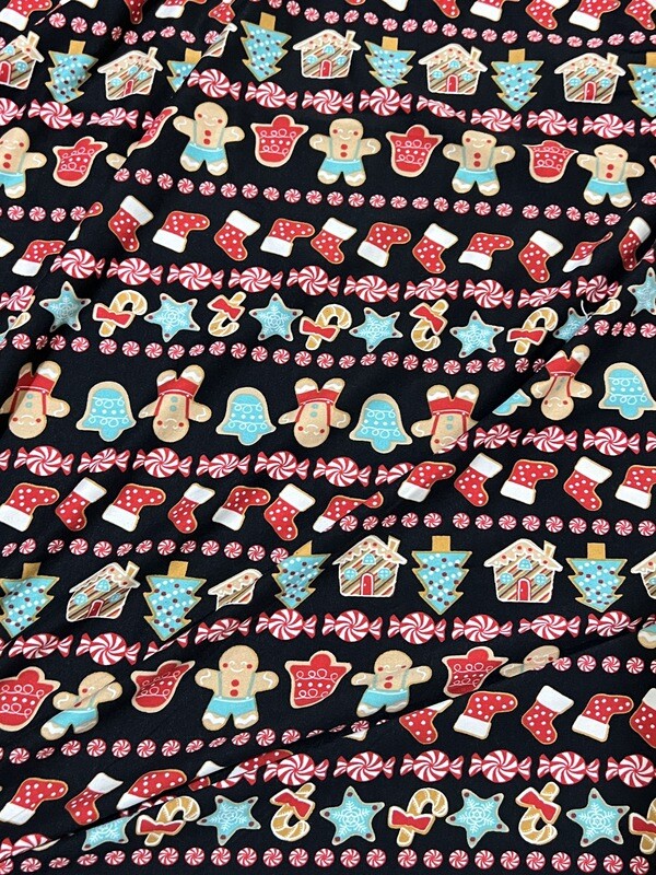 Gingerbread Cookies | Double Brushed Poly Jersey, 180gsm | 165cm Wide