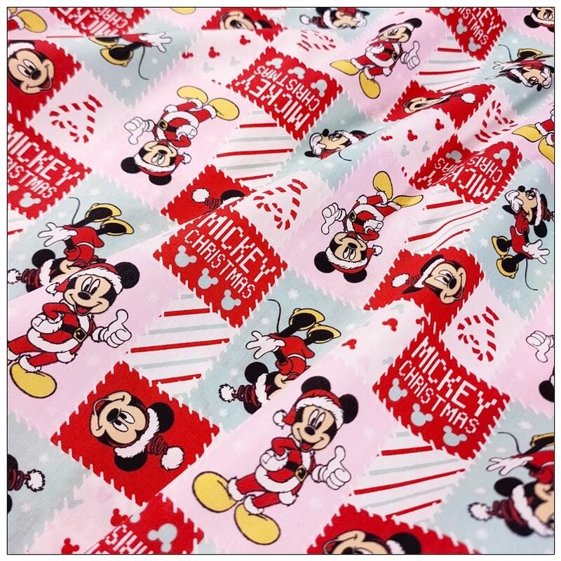 Mickey Christmas, Pink | Licensed Cotton Poplin | 140cm wide