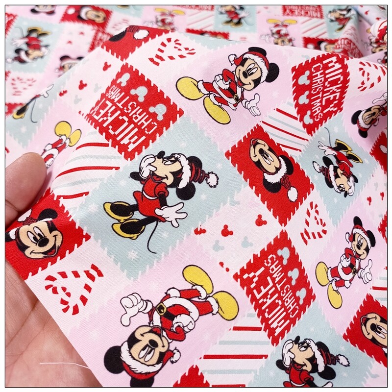 Mickey Christmas, Pink | Licensed Cotton Poplin | 140cm wide
