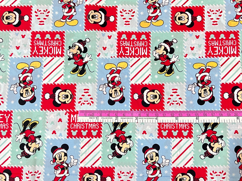 Mickey Christmas, Blue | Licensed Cotton Poplin | 140cm wide