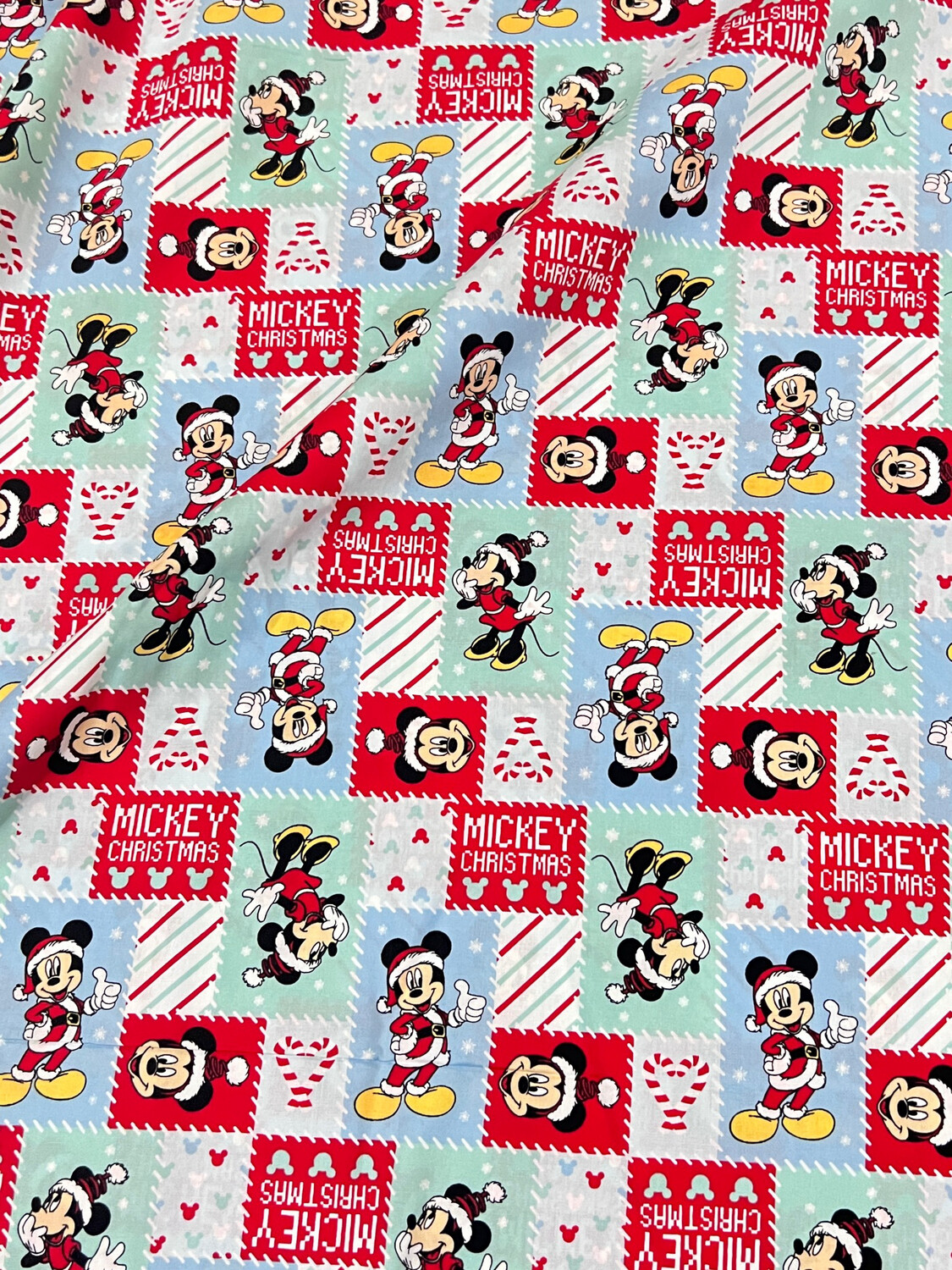 Mickey Christmas, Blue | Licensed Cotton Poplin | 140cm wide
