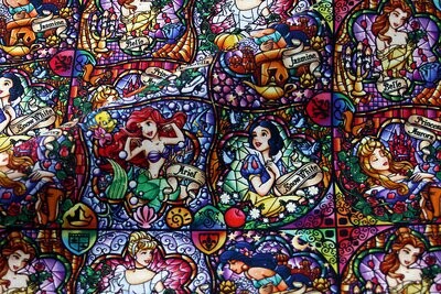 Princesses, Stained Glass | Extra-Wide Custom Quilting Cotton Woven Fabric | 145cm wide