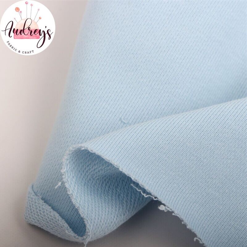 Light Blue | Cotton French Terry Solids, 260gsm | 190cm Wide