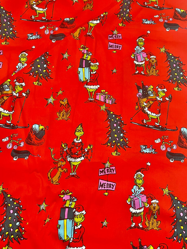 Grinchmas, Red | Licensed Lightweight Cotton Sateen | 145cm wide