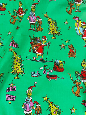 Grinchmas, Green | Licensed Lightweight Cotton Sateen | 145cm wide