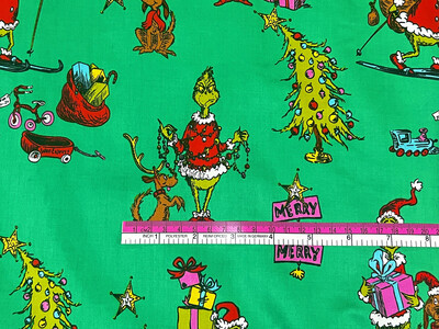 Grinchmas, Green | Licensed Lightweight Cotton Sateen | 145cm wide