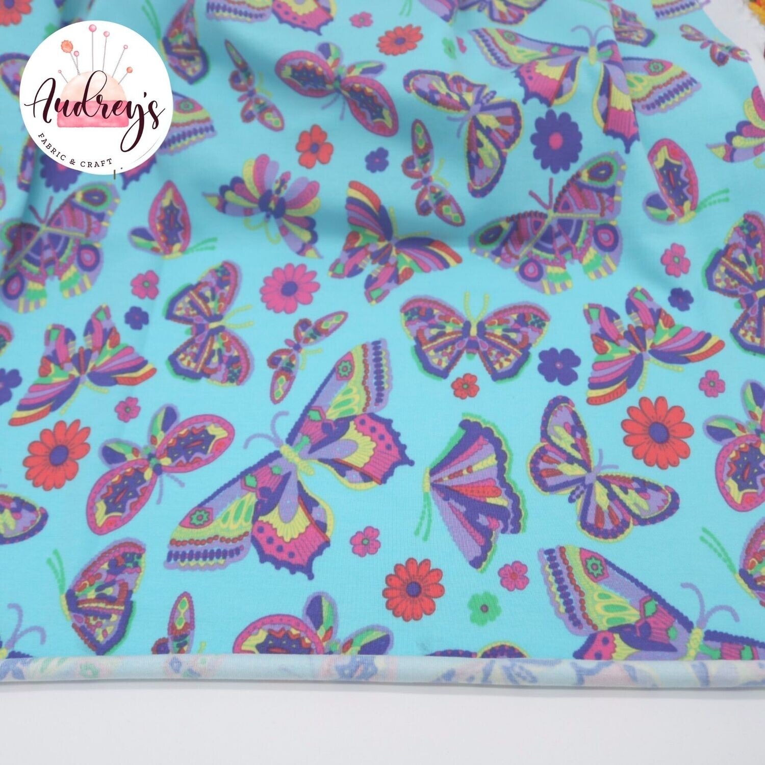 Bright Butterflies | Cotton Lycra, 240gsm | 147cm Wide