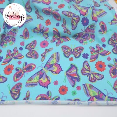 Bright Butterflies | Cotton Lycra, 240gsm | 147cm Wide