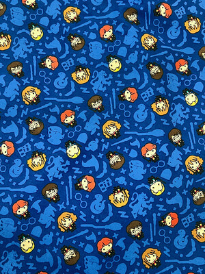 Characters Toss Blue, Harry Potter | Licensed Quilting Cotton | 112cm Wide