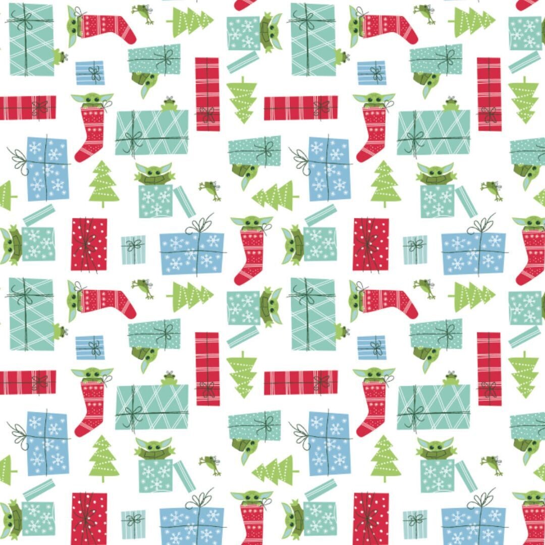 Baby Yoda Christmas Surprise | Licensed Quilting Cotton | 112cm Wide
