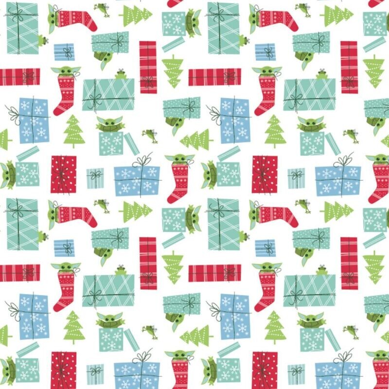 Baby Yoda Christmas Surprise | Licensed Quilting Cotton | 112cm Wide