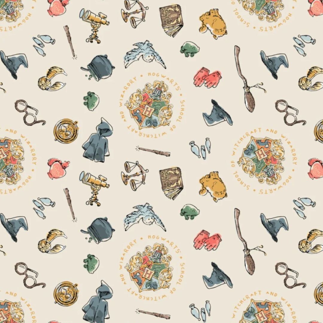 Hogwarts Accessories | Licensed Quilting Cotton | 112cm Wide
