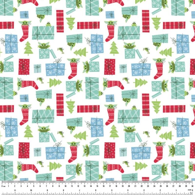 Baby Yoda Christmas Surprise | Licensed Quilting Cotton | 112cm Wide