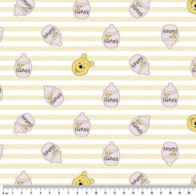 Winnie the Pooh, Hunny Stripe | Licensed Quilting Cotton | 112cm Wide