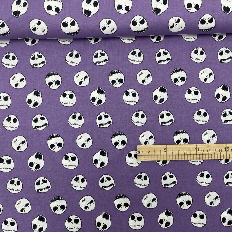 Jack Skellington Tossed Heads | Licensed Quilting Cotton | 112cm wide