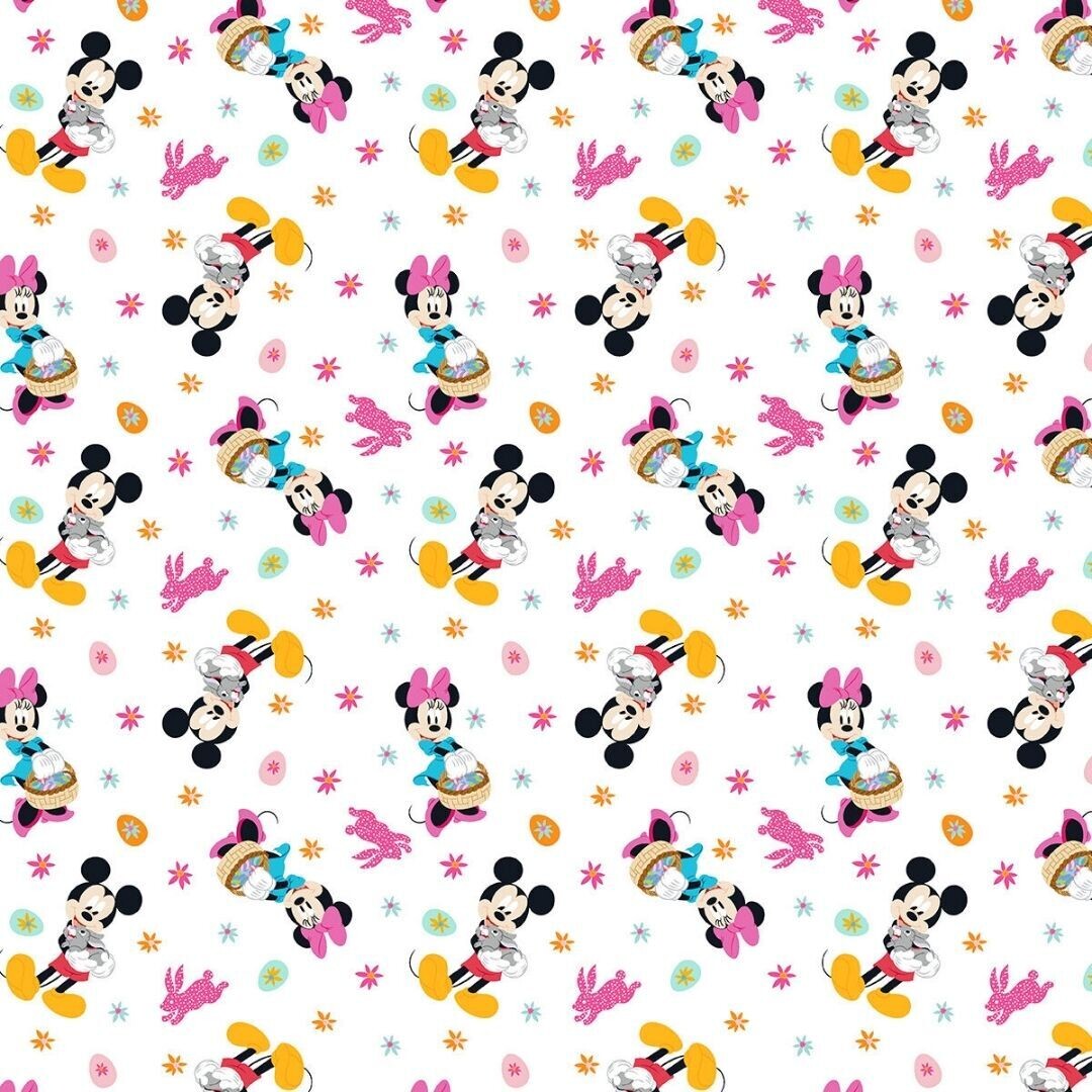 Easter Mickey &amp; Minnie | Licensed Quilting Cotton | 112cm wide