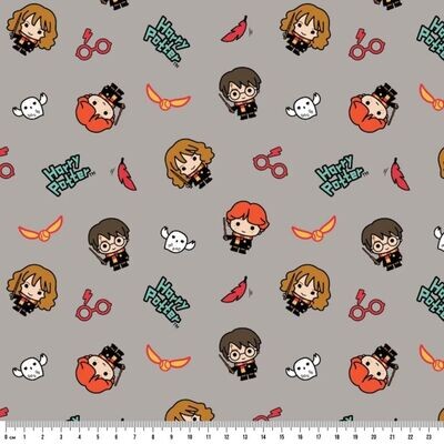 Harry Potter, Kawaii Trio | Licensed Quilting Cotton | 112cm Wide