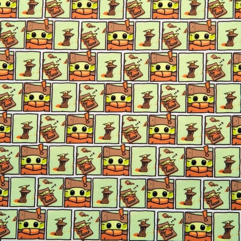 Baby Yoda Grogu, Paint Frames | Licensed Quilting Cotton | 112cm wide