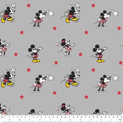 Mickey &amp; Minnie | Licensed Cotton Lycra, 220gsm | 150cm Wide
