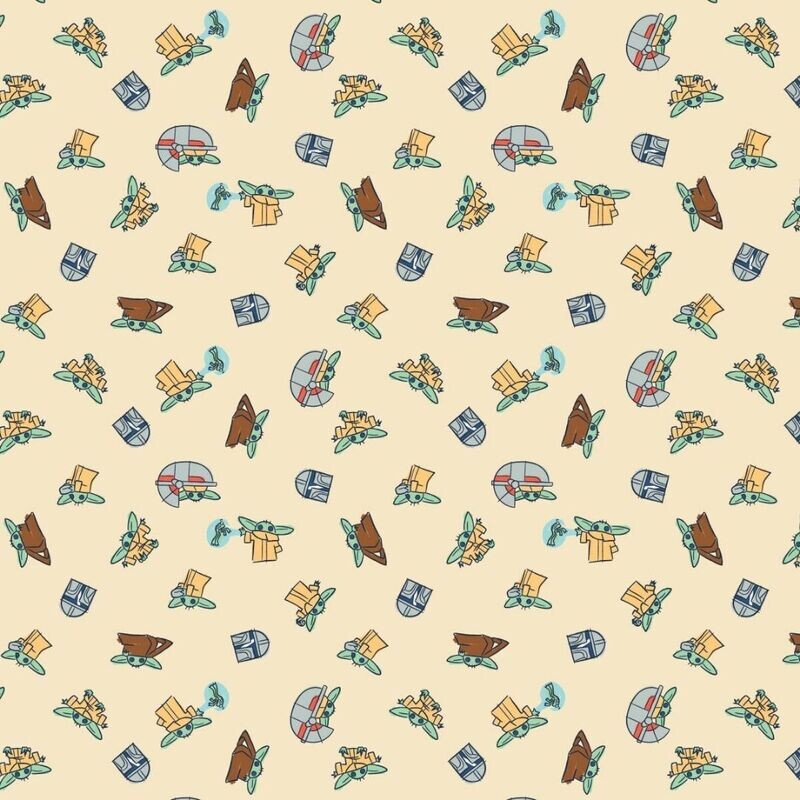 Baby Yoda Grogu, Doodle Toss | Licensed Quilting Cotton | 112cm wide