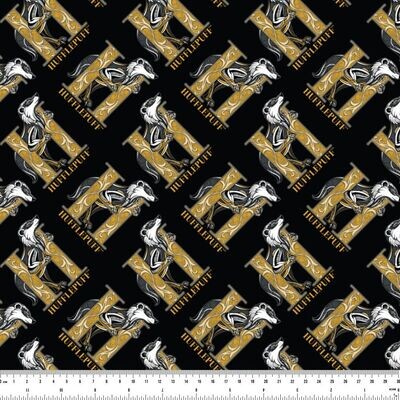 Harry Potter, Hufflepuff Art Deco | Licensed Quilting Cotton | 112cm Wide