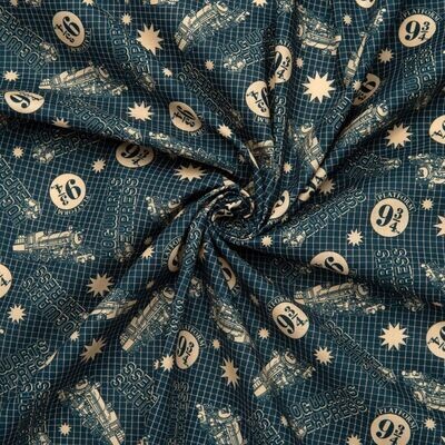 Harry Potter, Hogwarts Express Grid | Licensed Quilting Cotton | 112cm Wide