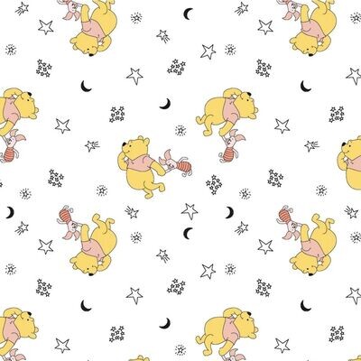 Winnie the Pooh, Piglet &amp; Stars | Licensed Quilting Cotton | 112cm Wide