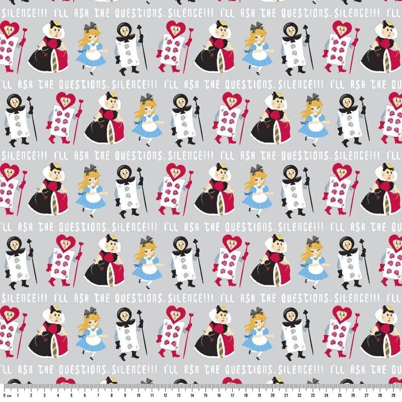 Alice in Wonderland, Queen of Hearts | Licensed Quilting Cotton | 112cm Wide