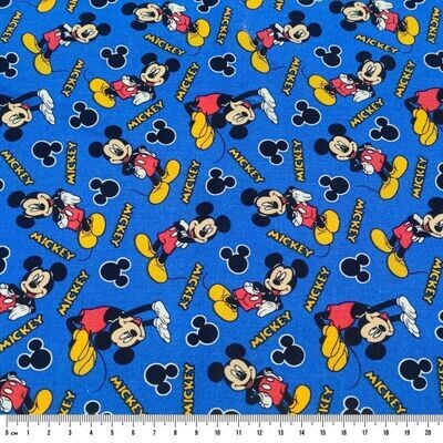 Mickey Toss on Blue | Licensed Quilting Cotton | 112cm wide
