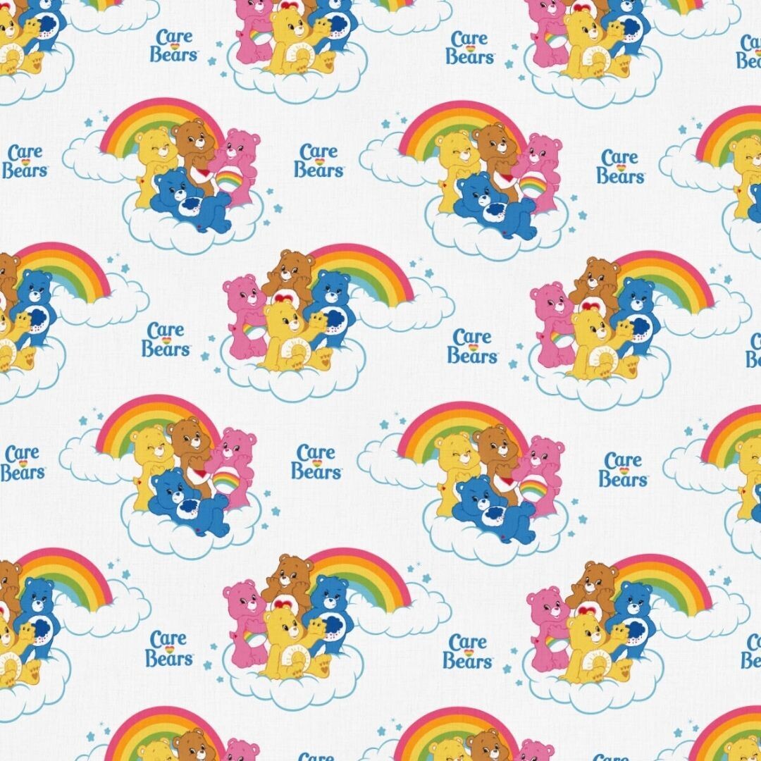 Carebears, Rainbows White | Licensed Quilting Cotton | 112cm wide