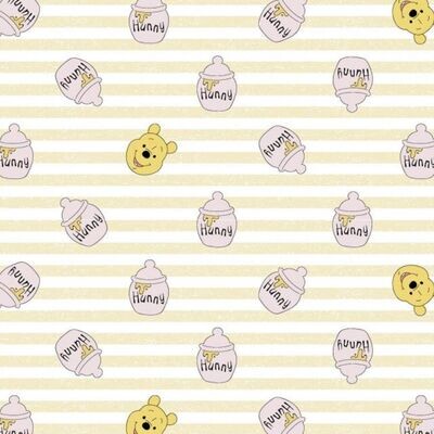 Winnie the Pooh, Hunny Stripe | Licensed Quilting Cotton | 112cm Wide