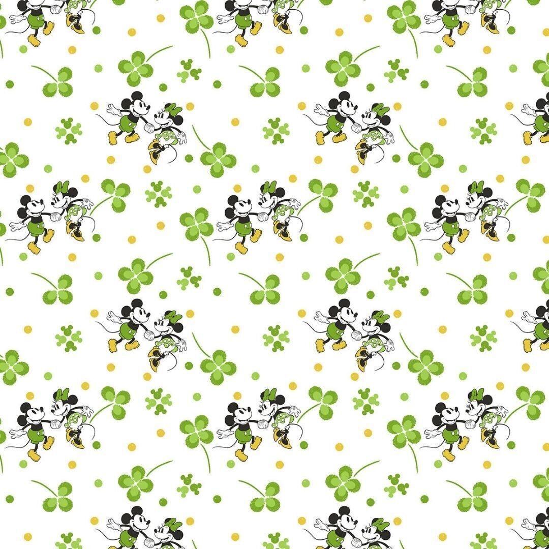 St Patty's Clover Toss, Mickey &amp; Minnie | Licensed Quilting Cotton | 112cm wide