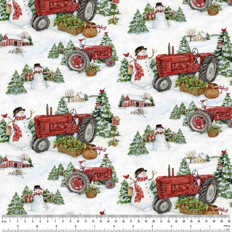 Xmas Farm Tractors | Quilting Cotton | 112cm Wide