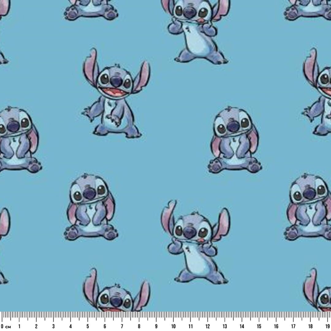 Stitch, Funny Face | Licensed Cotton Lycra, 220gsm | 150cm Wide