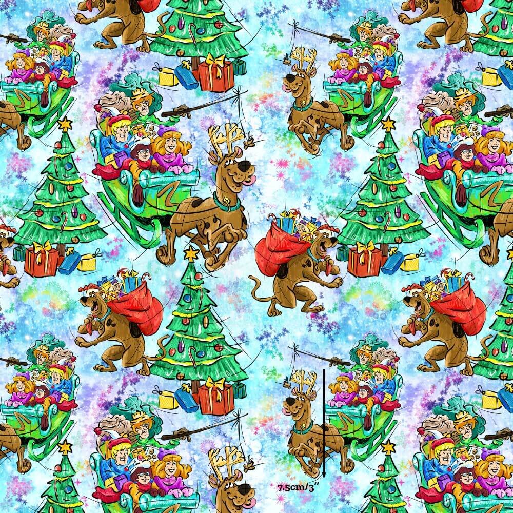 Scooby Doo Xmas Sleigh | Digital Print Custom Cotton Woven | 145cm wide