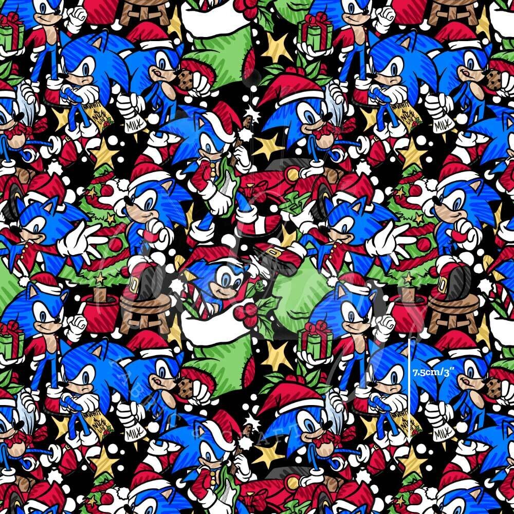 Sonic Xmas | Digital Print Custom Cotton Woven | 145cm wide