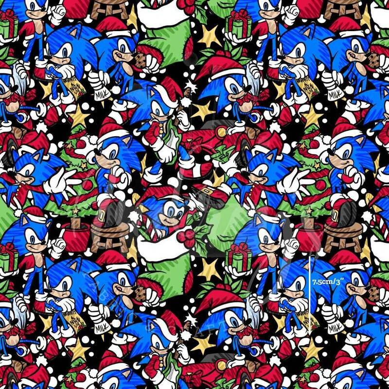 Sonic Xmas | Digital Print Custom Cotton Woven | 145cm wide