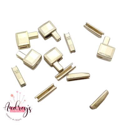 Gold, 2 Sizes | Zipper Box Stopper &amp; Pin | 5 Sets