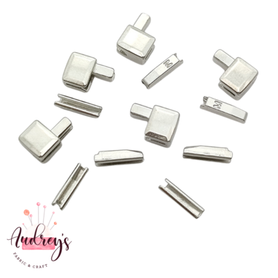 Silver, 2 Sizes | Zipper Box Stopper &amp; Pin | 5 Sets