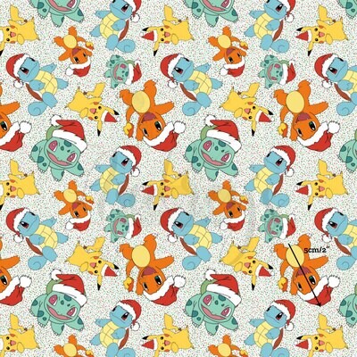 Pokemon Xmas, Confetti | Digital Print Custom Cotton Woven | 145cm wide - 0.5m Piece