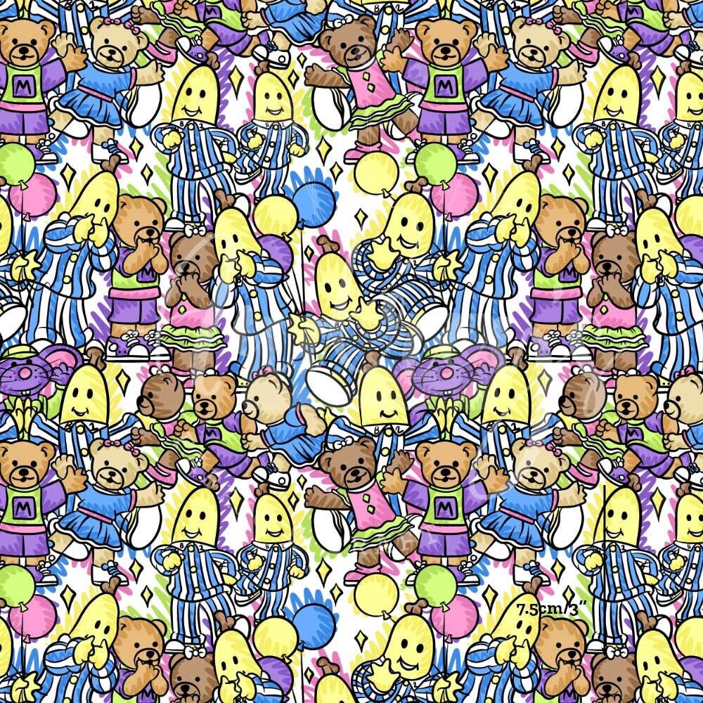 Bananas in Pyjamas, Sketchy | Digital Print Custom Cotton Woven | 145cm wide