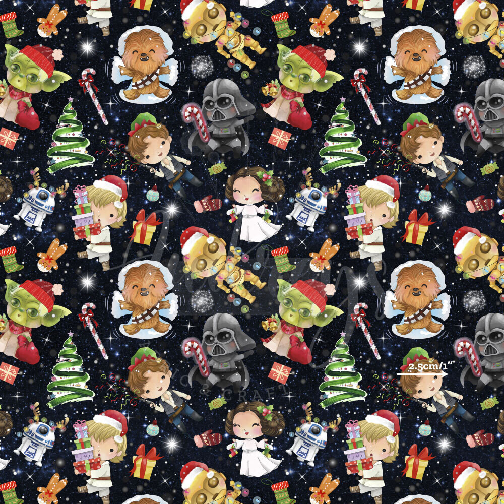 Xmas Star Wars, Kawaii | Digital-Print Cotton Lycra 240gsm | 150cm wide