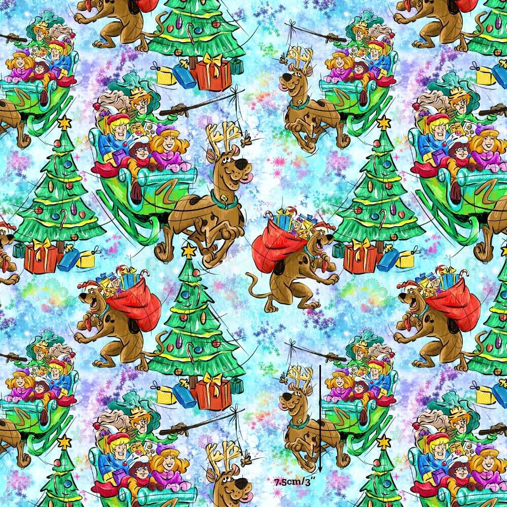 Scooby Doo Xmas Sleigh | Digital-Print Cotton Lycra 240gsm | 150cm wide - Final Pieces