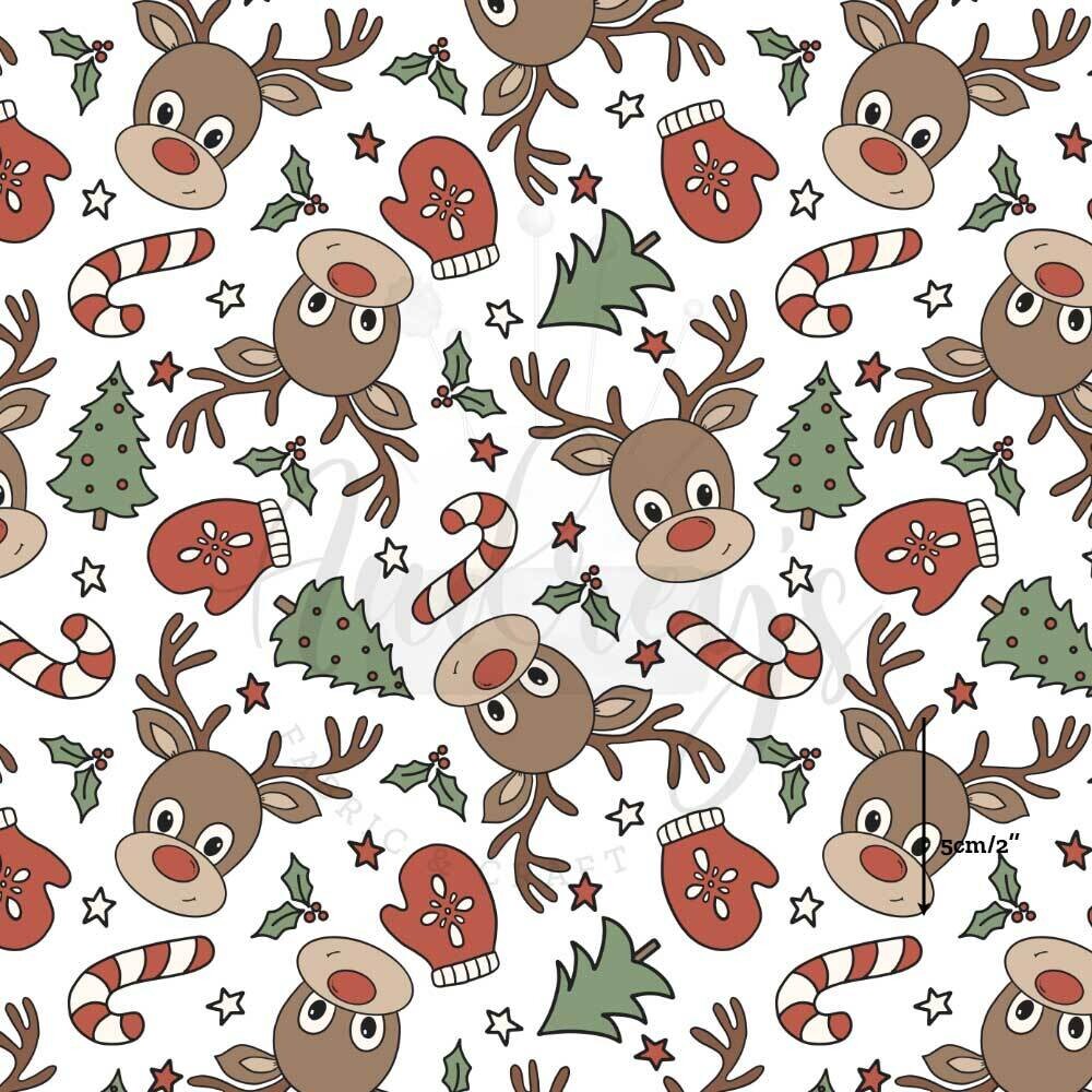 Reindeer on White | Digital-Print Cotton Lycra 240gsm | 150cm wide
