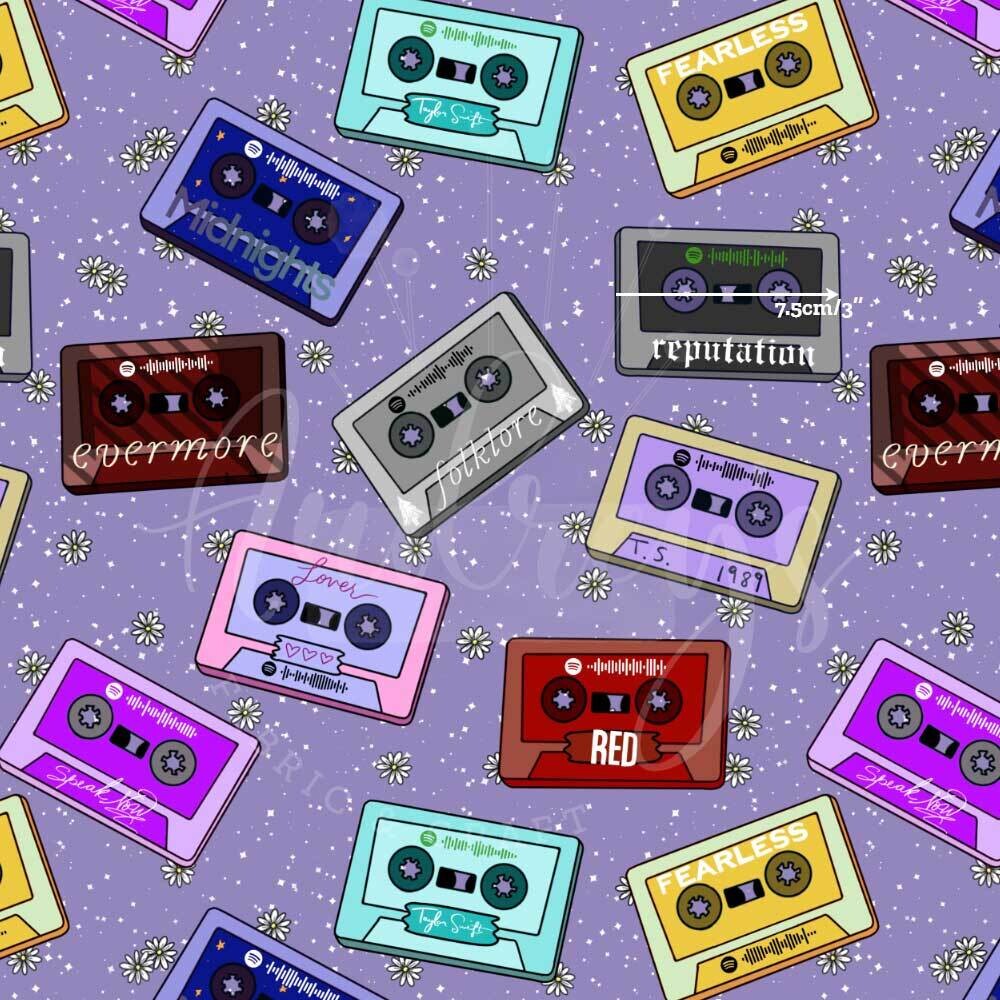 TS, Cassettes | Digital Print Custom Quilting Cotton | 145cm wide