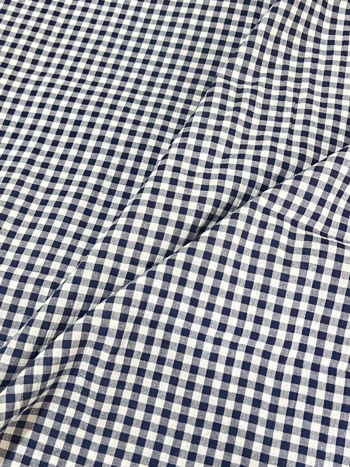 Gingham Navy, 5mm Checks  | Yarn Dyed Cotton Woven | 125cm wide