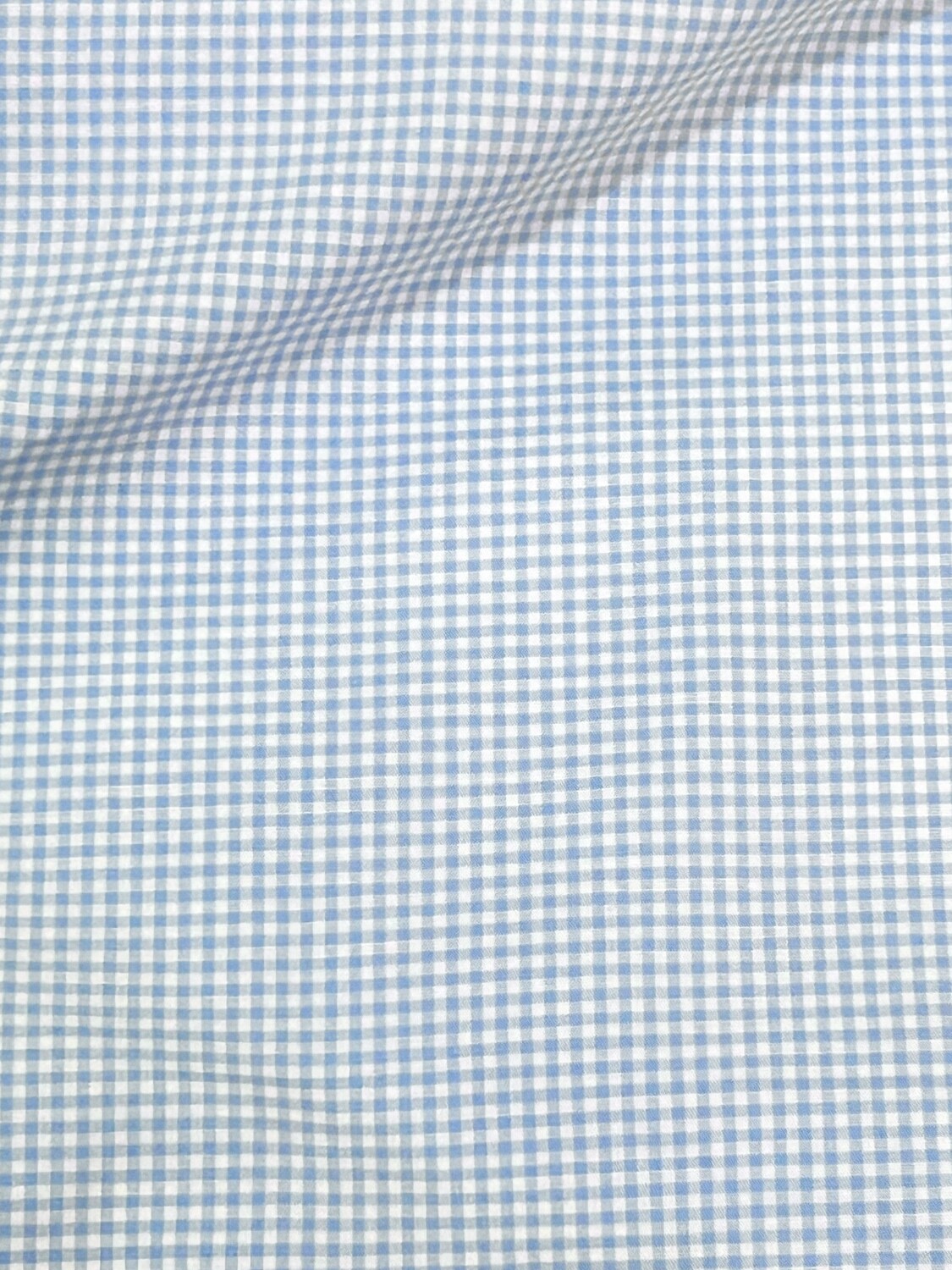 Gingham Light Blue, 1mm Checks | Yarn Dyed Cotton Woven Shirting Fabric | 125cm wide