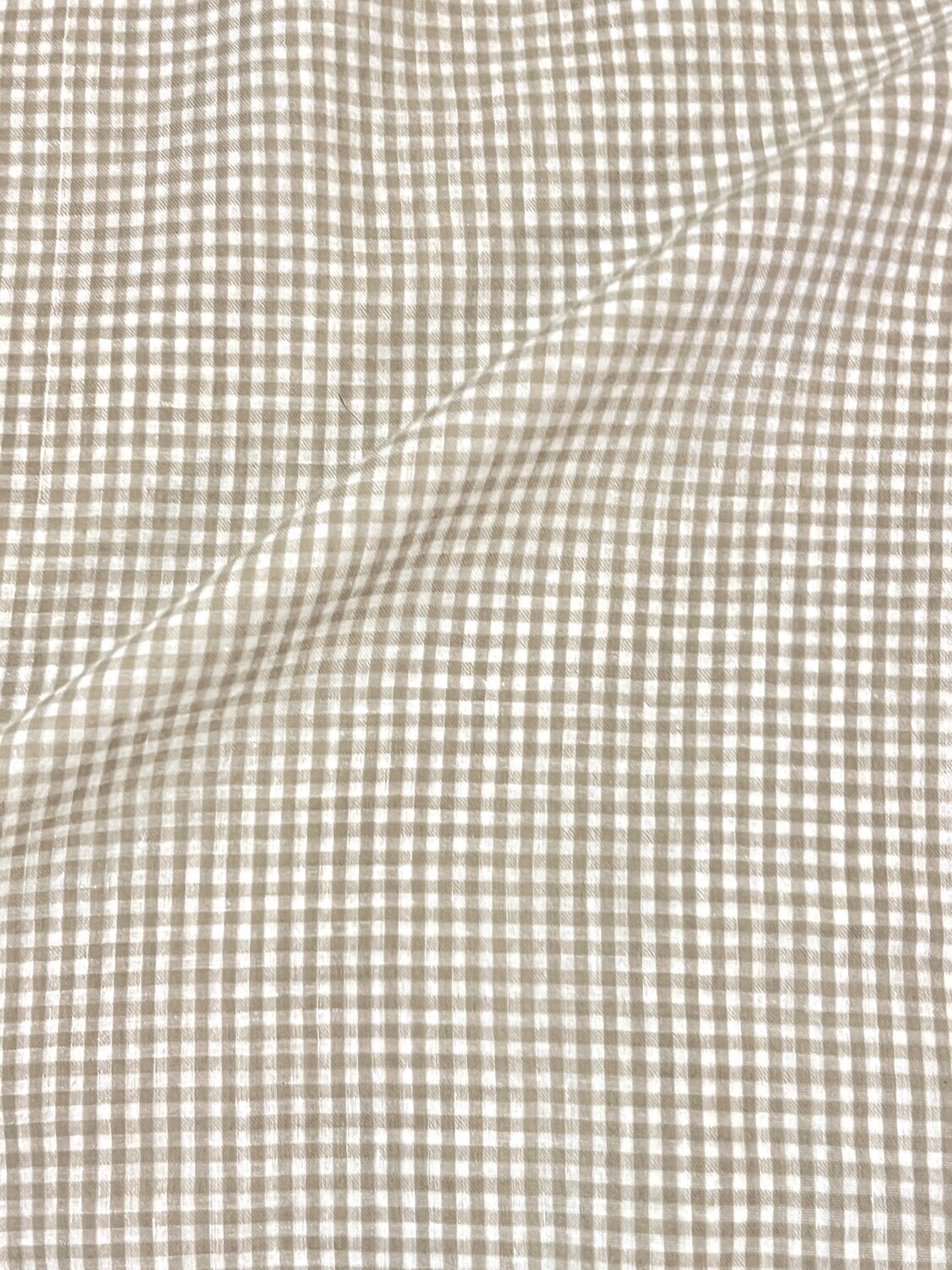 Gingham Khaki Beige, 2mm Checks  | Yarn Dyed Cotton Woven | 150cm wide